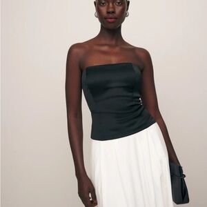 NWT Reformation Giorgia Satin Top Black Strapless Size 0